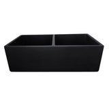 Nantucket Sinks - Double Bowl Farmhouse Fireclay Sink with Matte Black Finish - Matte Black