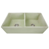 Nantucket Sinks - Double Bowl Farmhouse Fireclay Sink with Shabby Green Finish - Shabby Green