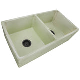 Double Bowl Farmhouse Fireclay Sink with Concrete Finish