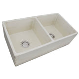 Double Bowl Farmhouse Fireclay Sink with Concrete Finish