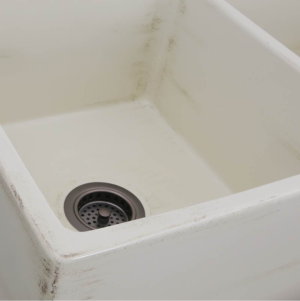 Double Bowl Farmhouse Fireclay Sink with Concrete Finish