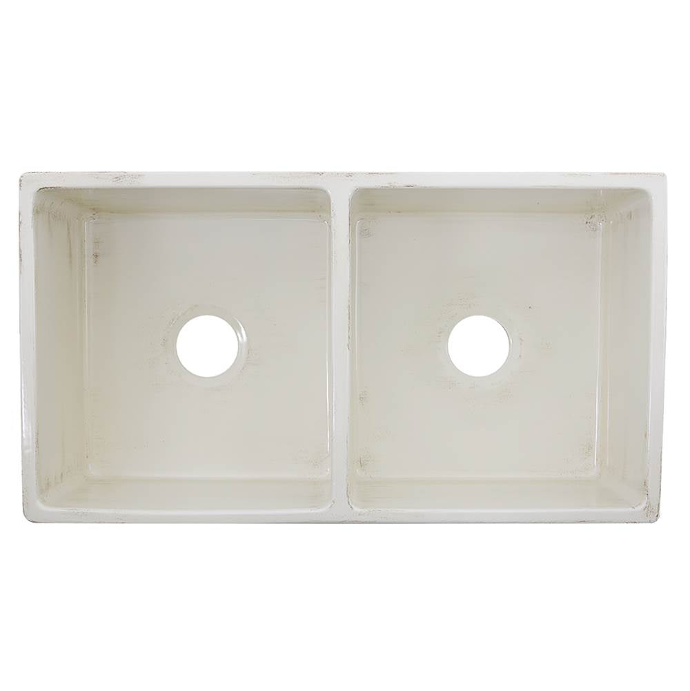 Double Bowl Farmhouse Fireclay Sink with Concrete Finish
