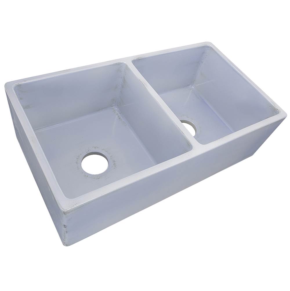 Double Bowl Farmhouse Fireclay Sink with Concrete Finish
