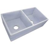 Double Bowl Farmhouse Fireclay Sink with Concrete Finish
