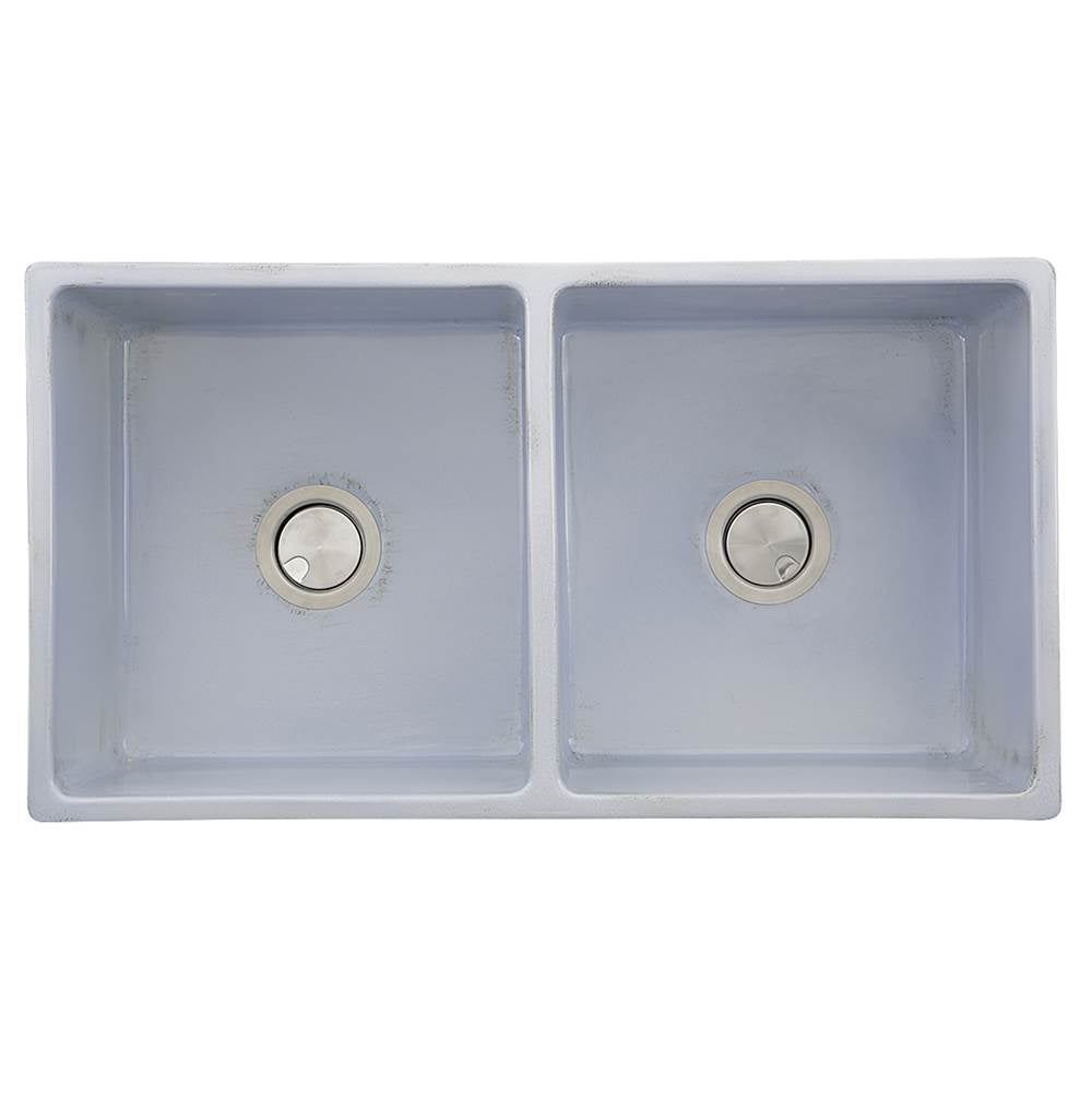 Double Bowl Farmhouse Fireclay Sink with Concrete Finish