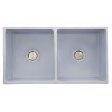 Double Bowl Farmhouse Fireclay Sink with Concrete Finish