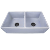 Double Bowl Farmhouse Fireclay Sink with Concrete Finish