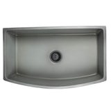 Nantucket Sinks - Italian Made Fine Fireclay Curved Apron Farmer Sink Finished In A Concrete Finish, Optional Bottom Grid - Bg-Fc3320Ca - Concrete