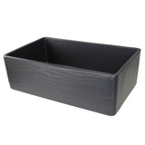 33 Inch Matte Black Farmhouse Fireclay Sink with Waves Apron