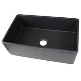33 Inch Matte Black Farmhouse Fireclay Sink with Waves Apron