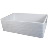 Nantucket Sinks - 33 Inch WHITE Farmhouse Fireclay Sink with Waves Apron - White