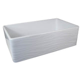 33 Inch Matte Black Farmhouse Fireclay Sink with Waves Apron