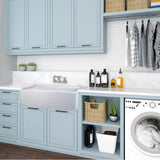 33 Inch Matte Black Farmhouse Fireclay Sink with Waves Apron