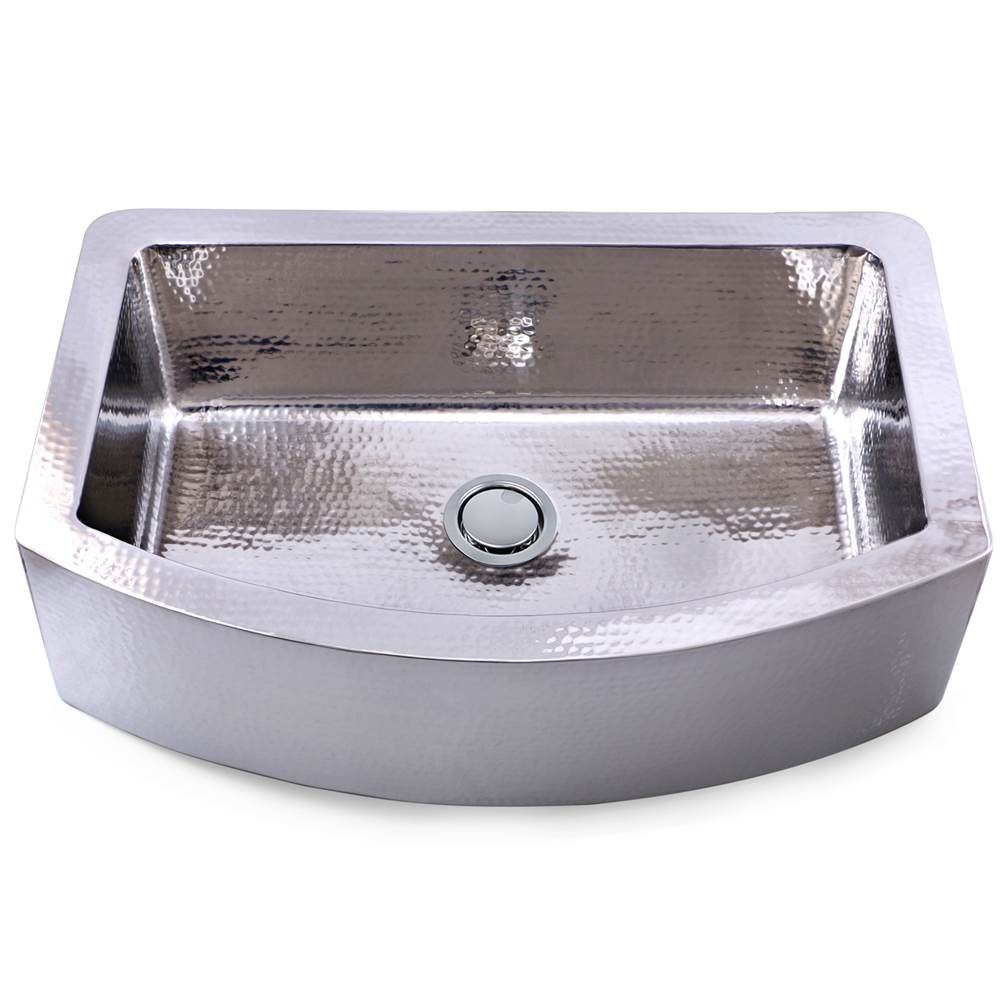 Nantucket Sinks - 33 Inch Hammered Farmhouse Stainless Steel Sink - Polished