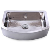 Nantucket Sinks - 33 Inch Hammered Farmhouse Stainless Steel Sink - Polished