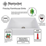 30 Inch Fireclay Farmhouse Apron Sink with reversible facades. Plain on one side and arched on the other