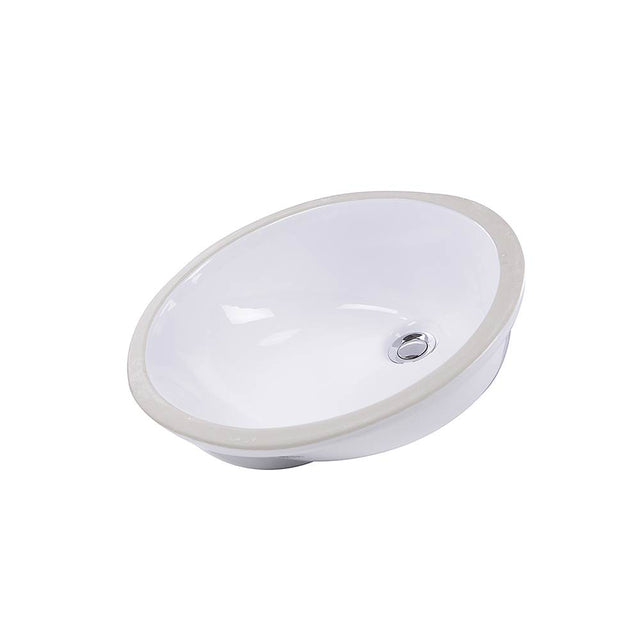 Nantucket Sinks - 15 Inch x 12 Inch Glazed Bottom Undermount Oval Ceramic Sink In White - Porcelain Enamel Glaze White