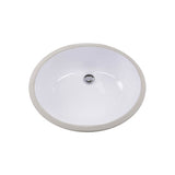 15 Inch x 12 Inch Glazed Bottom Undermount Oval Ceramic Sink In White