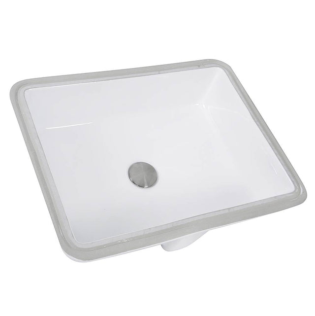 Nantucket Sinks - 17 Inch x 13 Inch Glazed Bottom Undermount Rectangle Ceramic Sink In White - Porcelain Enamel Glaze White