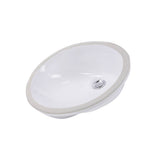 Nantucket Sinks - 17 Inch x 14 Inch Glazed Bottom Undermount GB-17x17-W Oval Ceramic Sink In White - Porcelain Enamel Glaze White