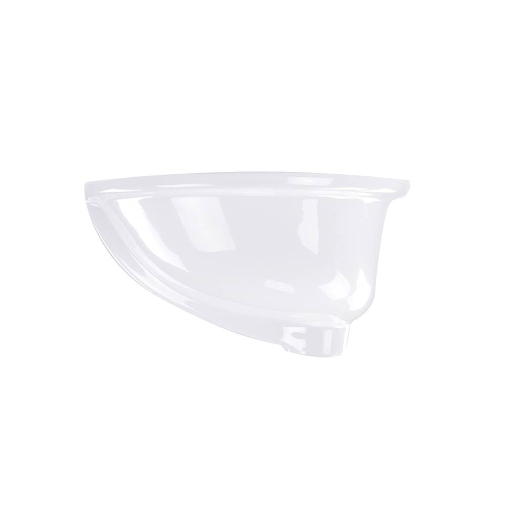 17 Inch x 14 Inch Glazed Bottom Undermount GB-17x17-W Oval Ceramic Sink In White