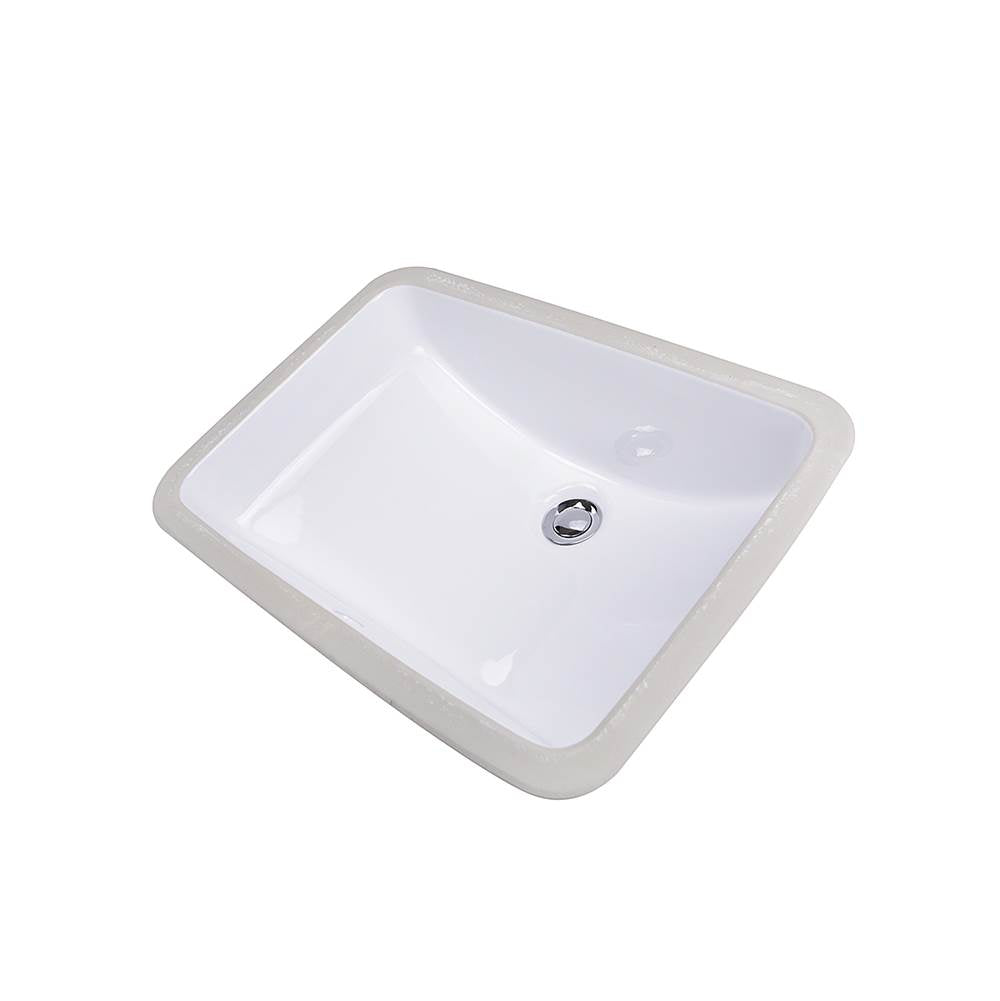 Nantucket Sinks - 18 Inch x 12 Inch Glazed Bottom Undermount Rectangle Ceramic Sink In White - Porcelain Enamel Glaze White