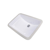 Nantucket Sinks - 18 Inch x 12 Inch Glazed Bottom Undermount Rectangle Ceramic Sink In White - Porcelain Enamel Glaze White