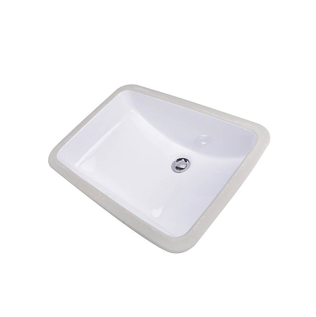 Nantucket Sinks - 18 Inch x 12 Inch Glazed Bottom Undermount Rectangle Ceramic Sink In White - Porcelain Enamel Glaze White