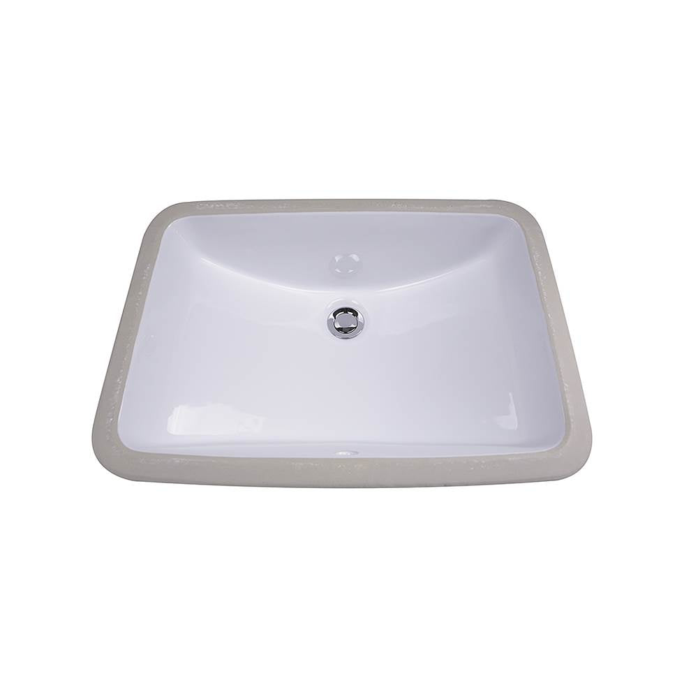 18 Inch x 12 Inch Glazed Bottom Undermount Rectangle Ceramic Sink In White