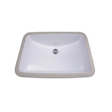18 Inch x 12 Inch Glazed Bottom Undermount Rectangle Ceramic Sink In White