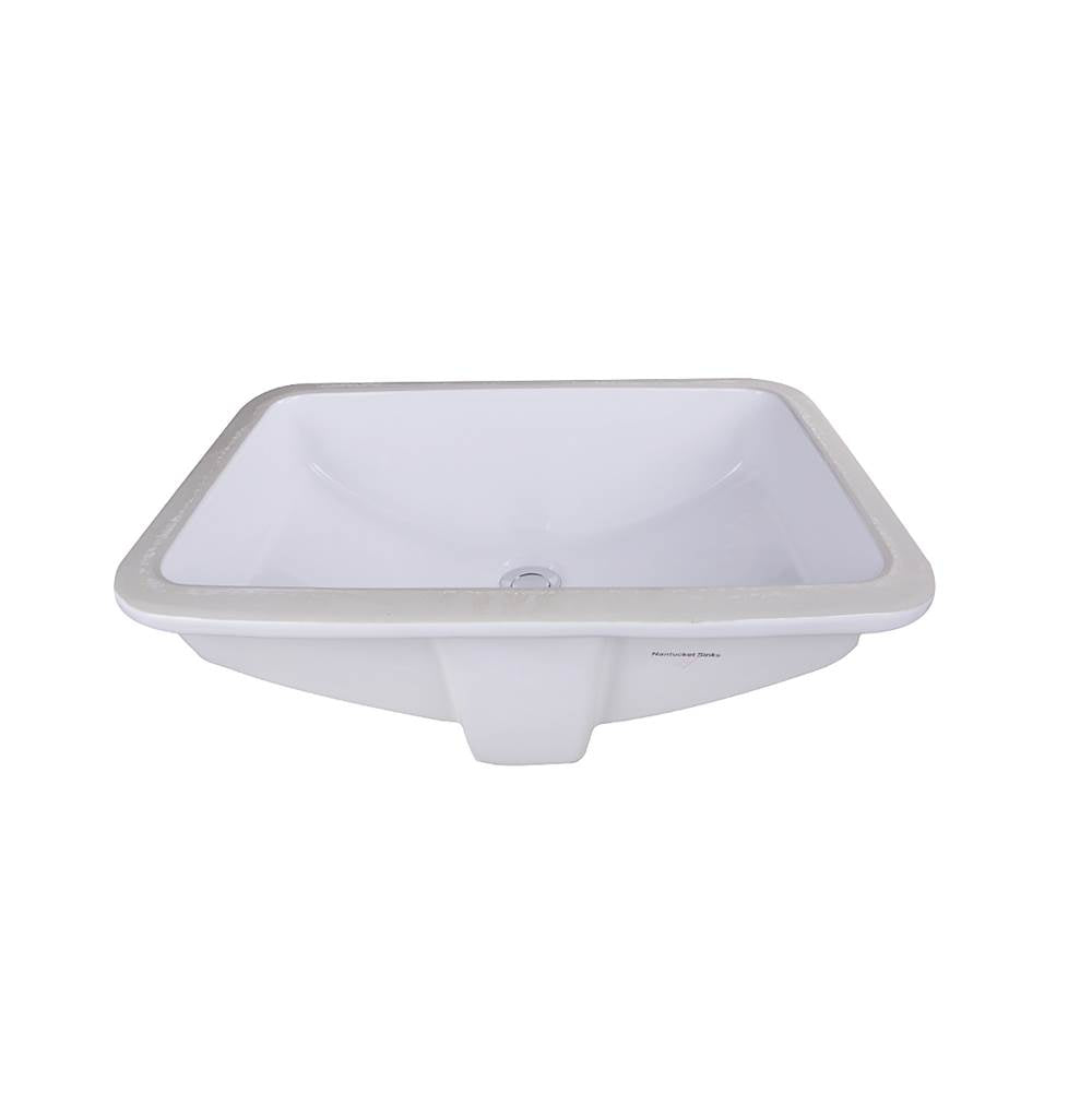18 Inch x 12 Inch Glazed Bottom Undermount Rectangle Ceramic Sink In White