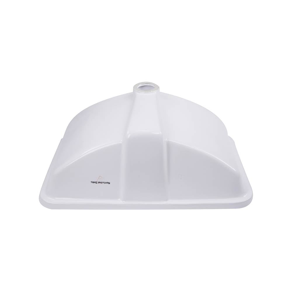 18 Inch x 12 Inch Glazed Bottom Undermount Rectangle Ceramic Sink In White
