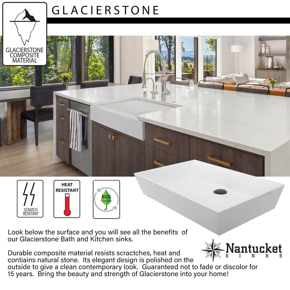 Glacierstone Apron kitchen Sink with Grid Included