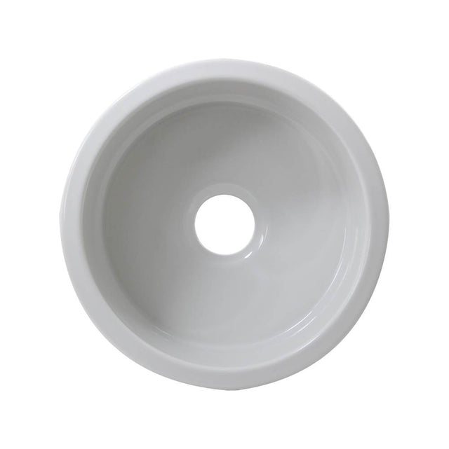 Nantucket Sinks - 18 inch Fireclay Round Bar-Prep Sink - Porcelain Enamel Glaze White