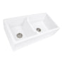 Nantucket Sinks - 60/40 Double Bowl Farmhouse Apron Fireclay Sink - Porcelain Enamel Glaze White