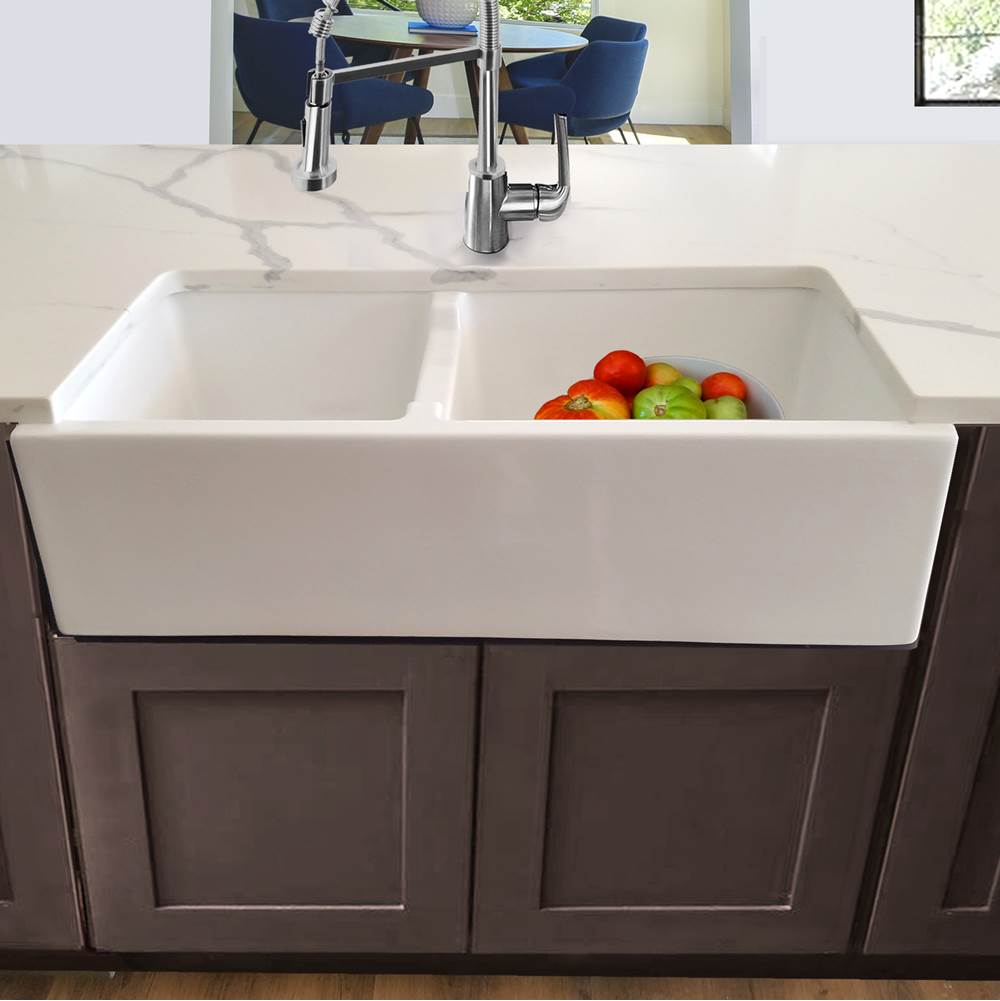 60/40 Double Bowl Farmhouse Apron Fireclay Sink