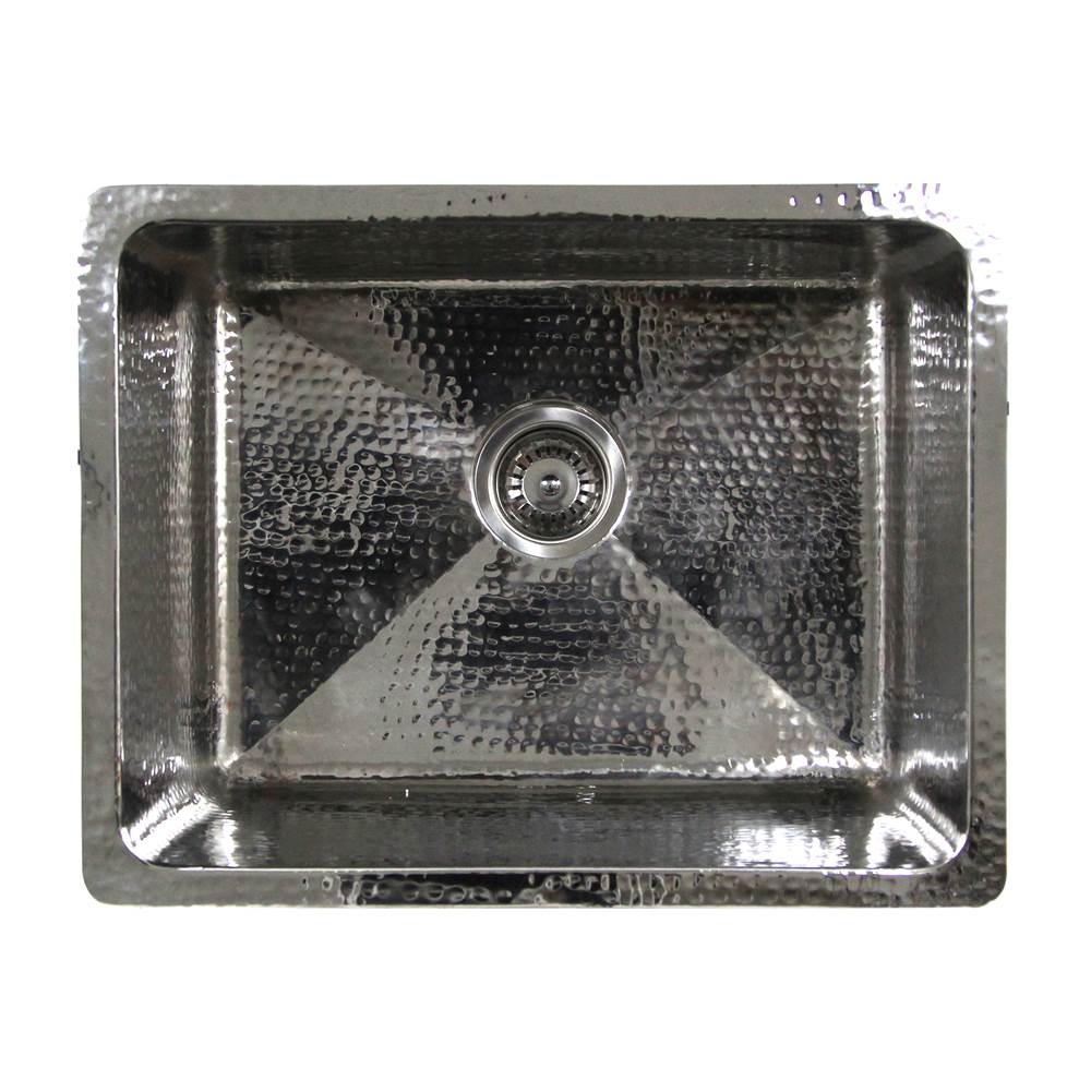 Nantucket Sinks - 23 Inch Hammered Stainless Steel Rectangle Kitchen/Laundry Sink 12'' - Polished Stainless Steel