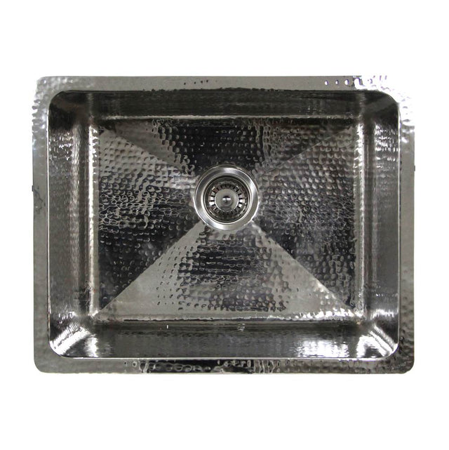 Nantucket Sinks - 23 Inch Hammered Stainless Steel Rectangle Kitchen/Laundry Sink 12'' - Polished Stainless Steel