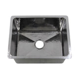 23 Inch Hammered Stainless Steel Rectangle Kitchen/Laundry Sink 12''