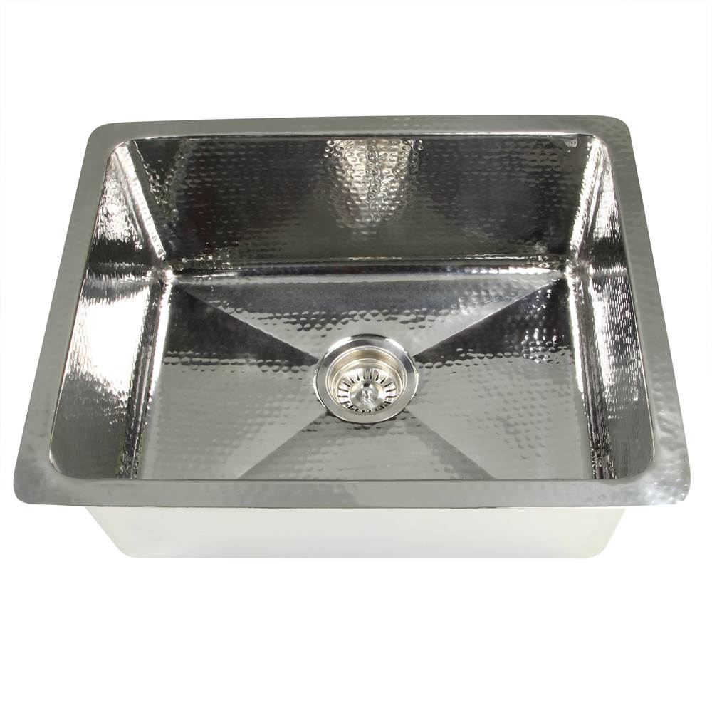 Nantucket Sinks - 23 Inch Hammered Stainless Steel Rectangle Kitchen/Laundry Sink 9'' - Polished Stainless Steel