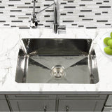 23 Inch Hammered Stainless Steel Rectangle Kitchen/Laundry Sink 9''