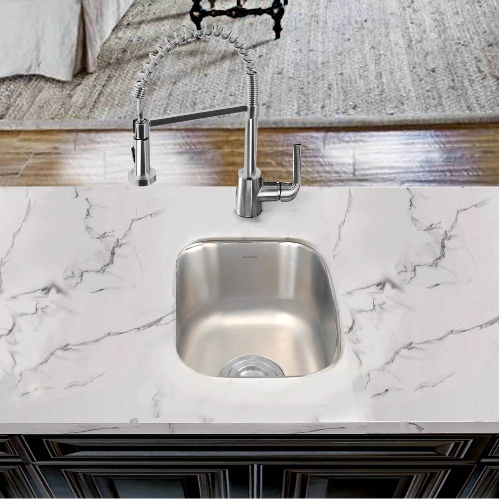 15 Inch Rectangle Undermount Stainless Steel Bar/Prep Sink, 18 Gauge