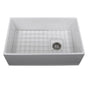 Nantucket Sinks - 30 Inch Farmhouse Fireclay Sink with Drain and Grid - Glazed White