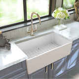 30 Inch Farmhouse Fireclay Sink with Drain and Grid
