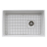 30 Inch Farmhouse Fireclay Sink with Drain and Grid