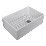 30 Inch Farmhouse Fireclay Sink with Drain and Grid