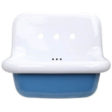 Nantucket Sinks - Fireclay Utility SinkIn White With Blue Bottom - Porcelain Enamel Glaze White With Blue Bottom