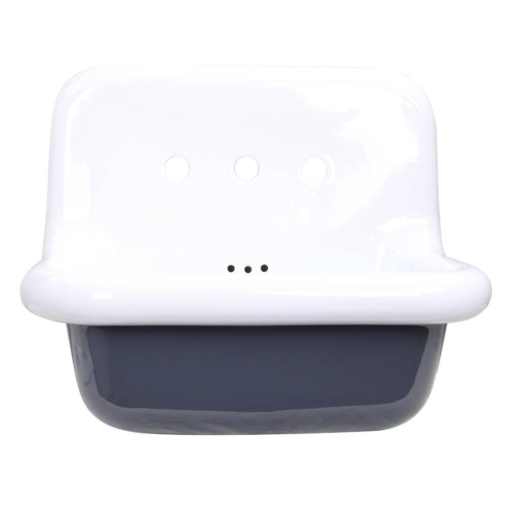 Nantucket Sinks - Fireclay Utility SinkIn White With Gray Bottom - Porcelain Enamel Glaze White With Gray Bottom