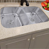 32.5 Inch Double Bowl Equal Undermount Stainless Steel Kitchen Sink, 16 Gauge