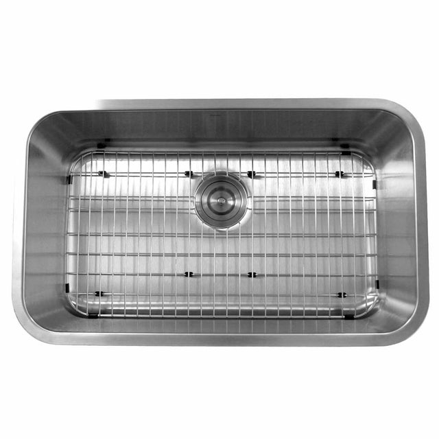Nantucket Sinks - 30 Inch Large Rectangle Single Bowl Undermount Stainless Steel Kitchen Sink, 10 Inches Deep - Brushed Satin
